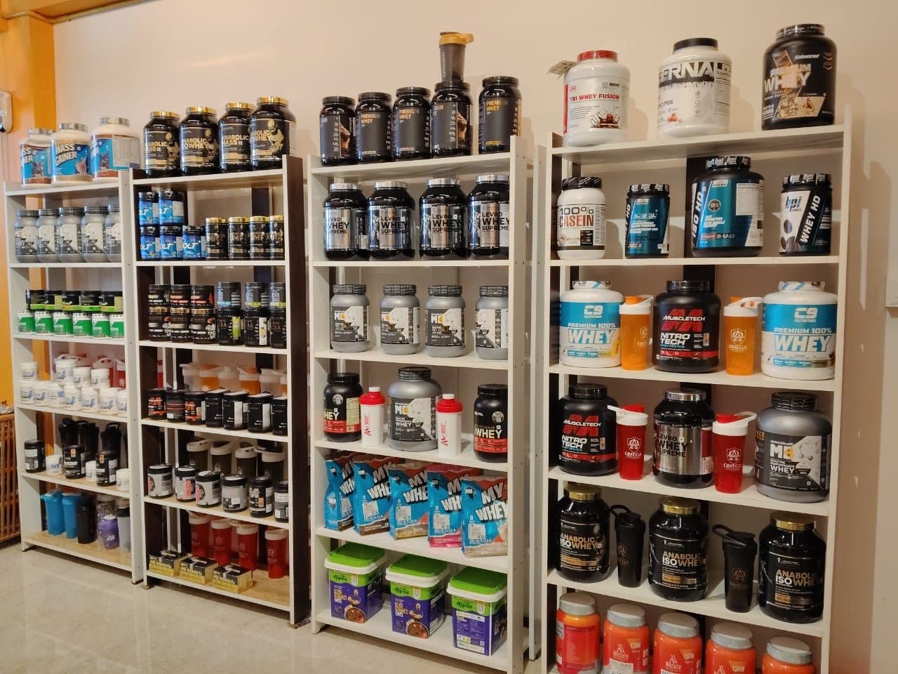 Whey protein shelves at Omega Protein Hub
